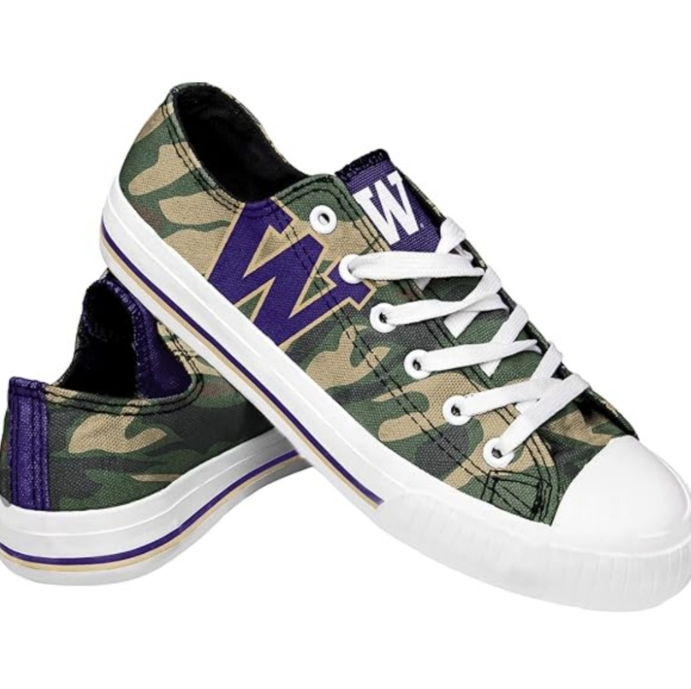 Women's Camo Low Top Canvas Washington Huskies Shoes Size 7